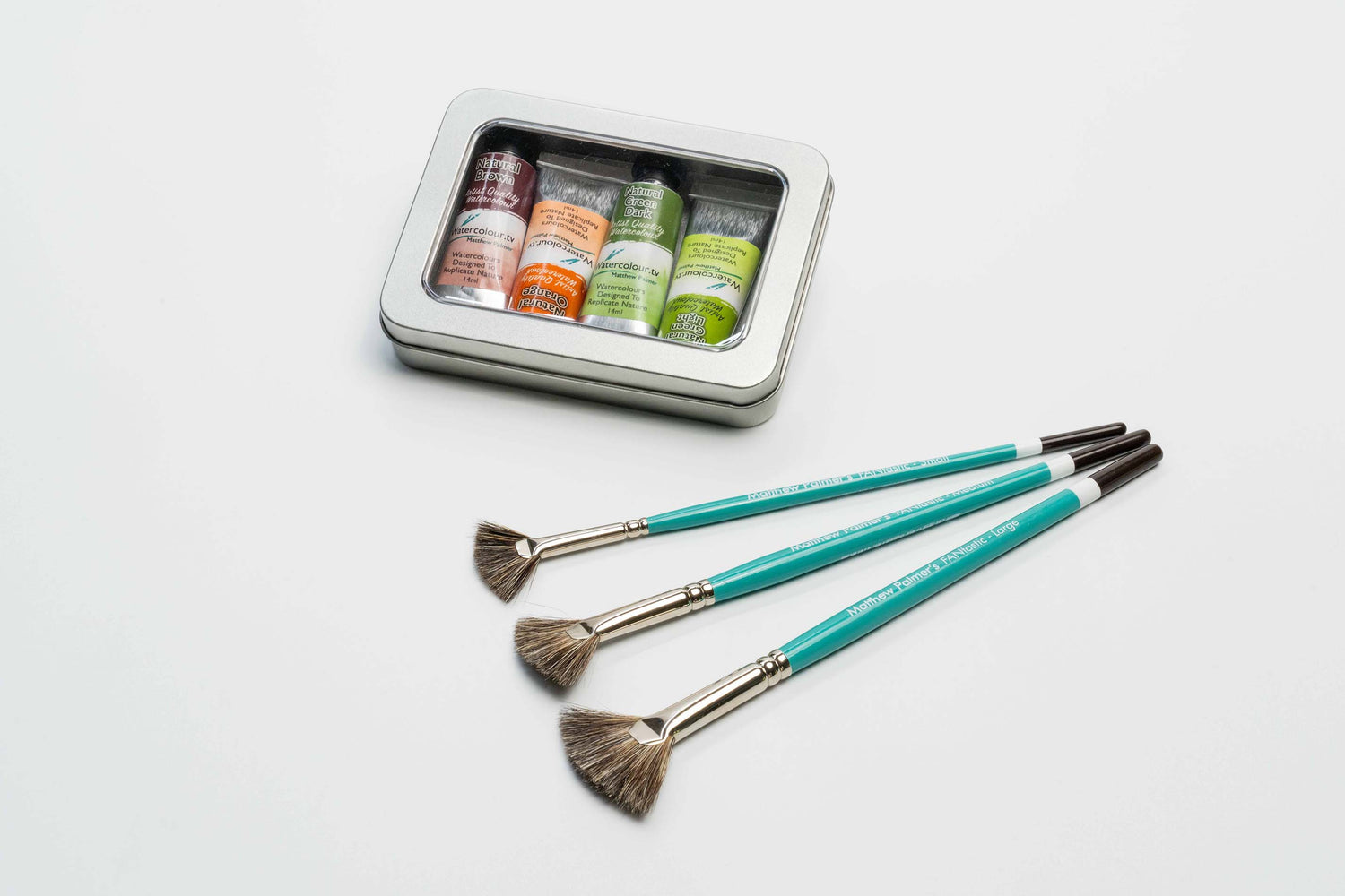 Matthew Palmer Watercolour Foliage Set. 4 paints, Storage Tin & x3 Fantastic Brushes