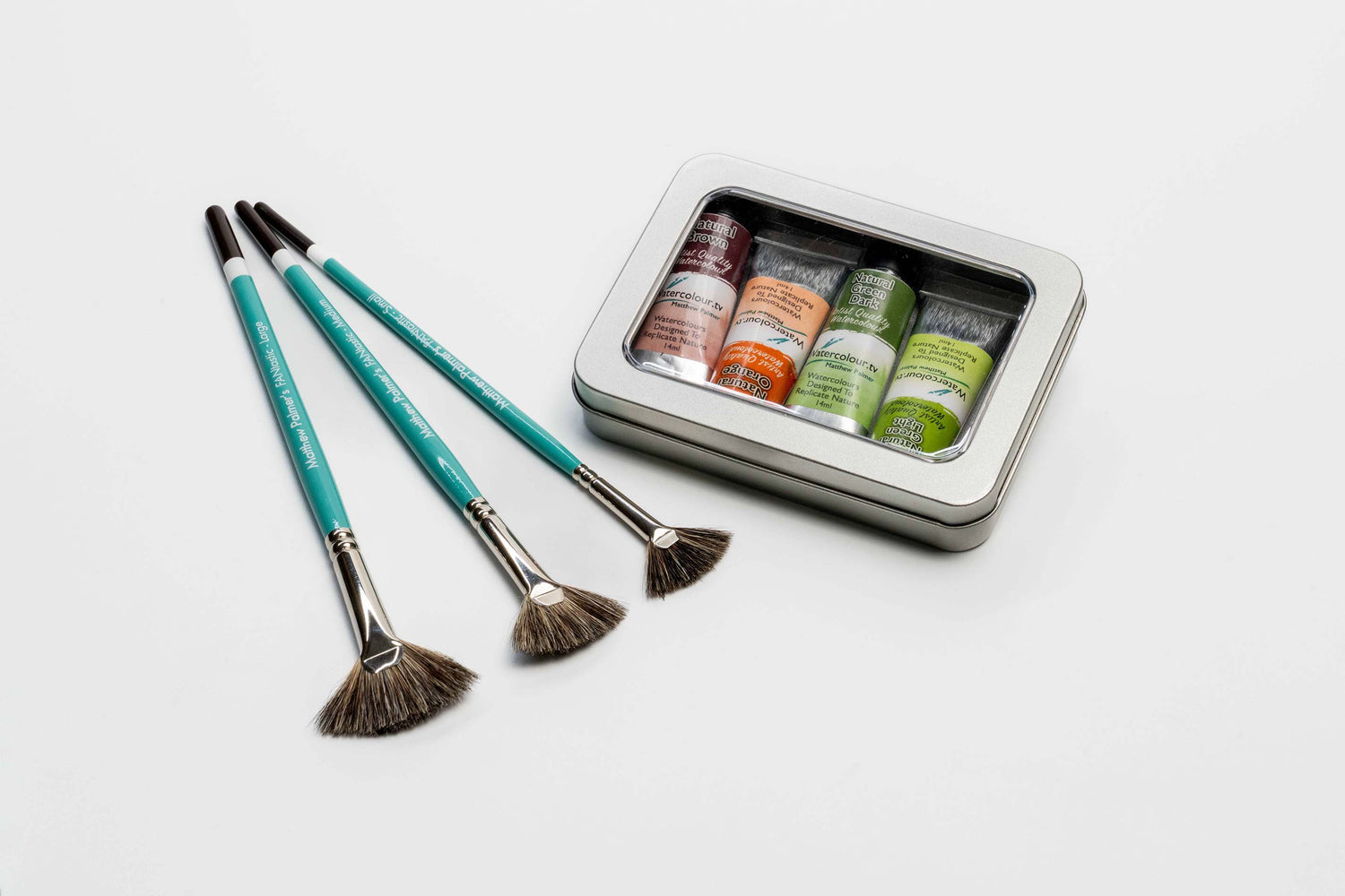Matthew Palmer Watercolour Foliage Set. 4 paints, Storage Tin & x3 Fantastic Brushes