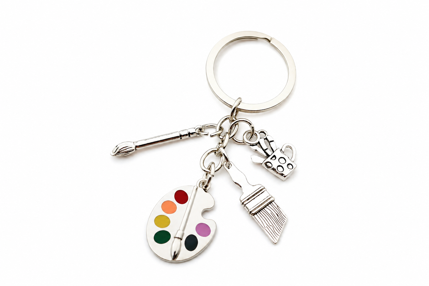 New COLLECTORS LIMITED EDITION – Premium Watercolour.Tv Chrome Metal Palette Key Chain & Fob. With Brushes & Brush Pot Charms