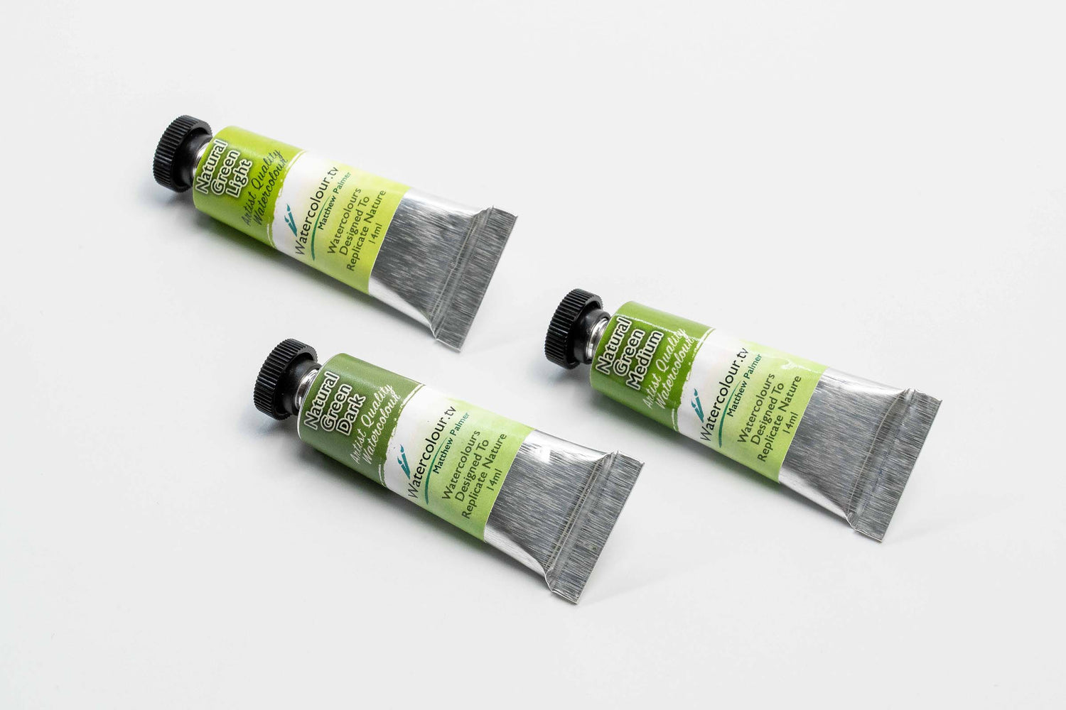 Bundle Trio Of Natural Green Watercolour Paints - Set Of 3 15ml Tubes