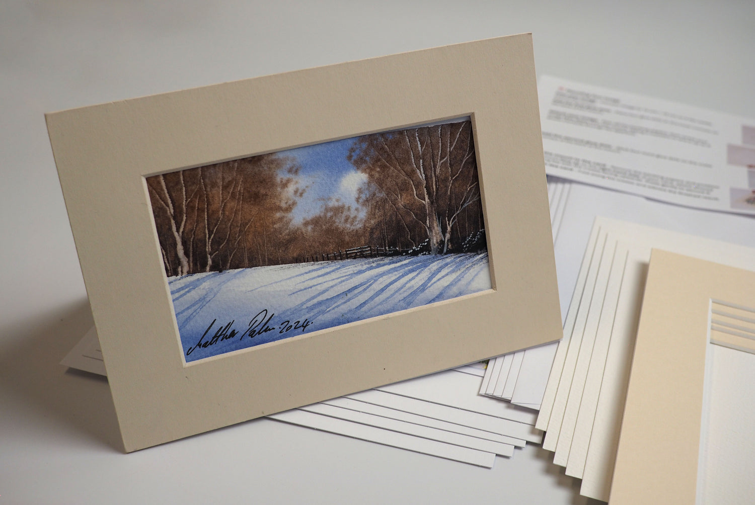 Pack of 5. Matthew Palmer, Prestige Mount Greetings Cards with 100% Cotton Watercolour Paper 300gsm x5 + 9 Free Video Lessons