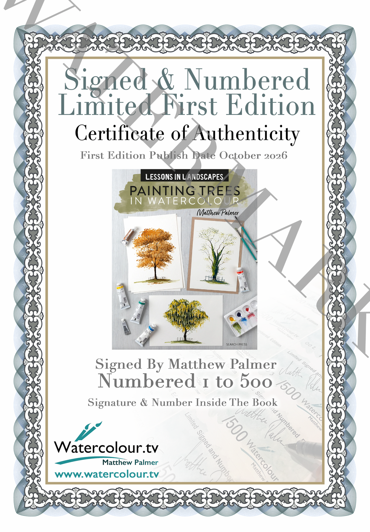NEW BOOK - Lessons in Landscapes, Painting Trees in Watercolour By Matthew Palmer. SIGNED & NUMBERED 1st Edition - Now In Stock