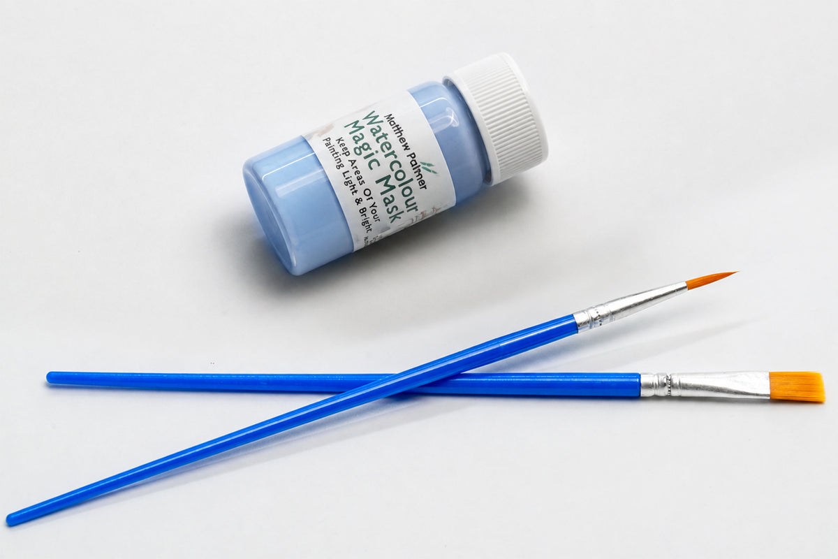 NEW IMPROVED - Matthew Palmer's Blue Watercolour Magic Mask 25ml & Masking Brush Set